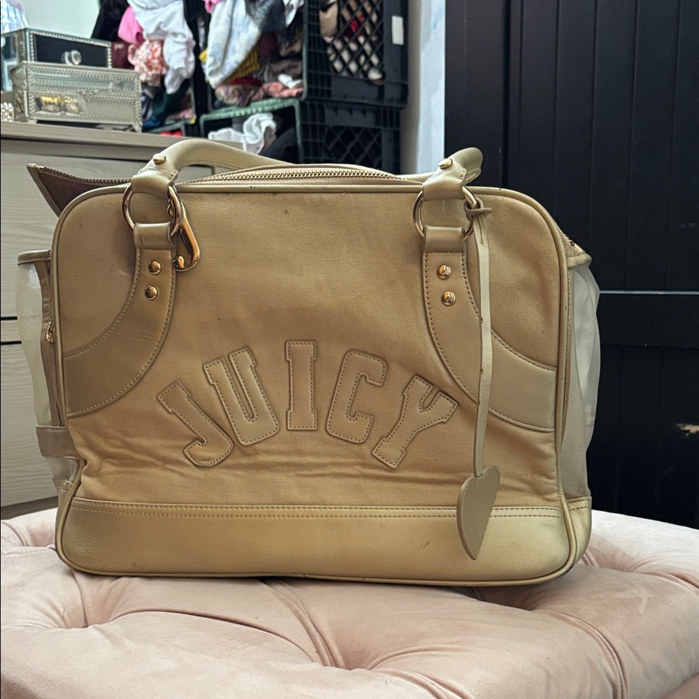 Y2K Juicy Couture Metallic Gold Dog Bag Satchel